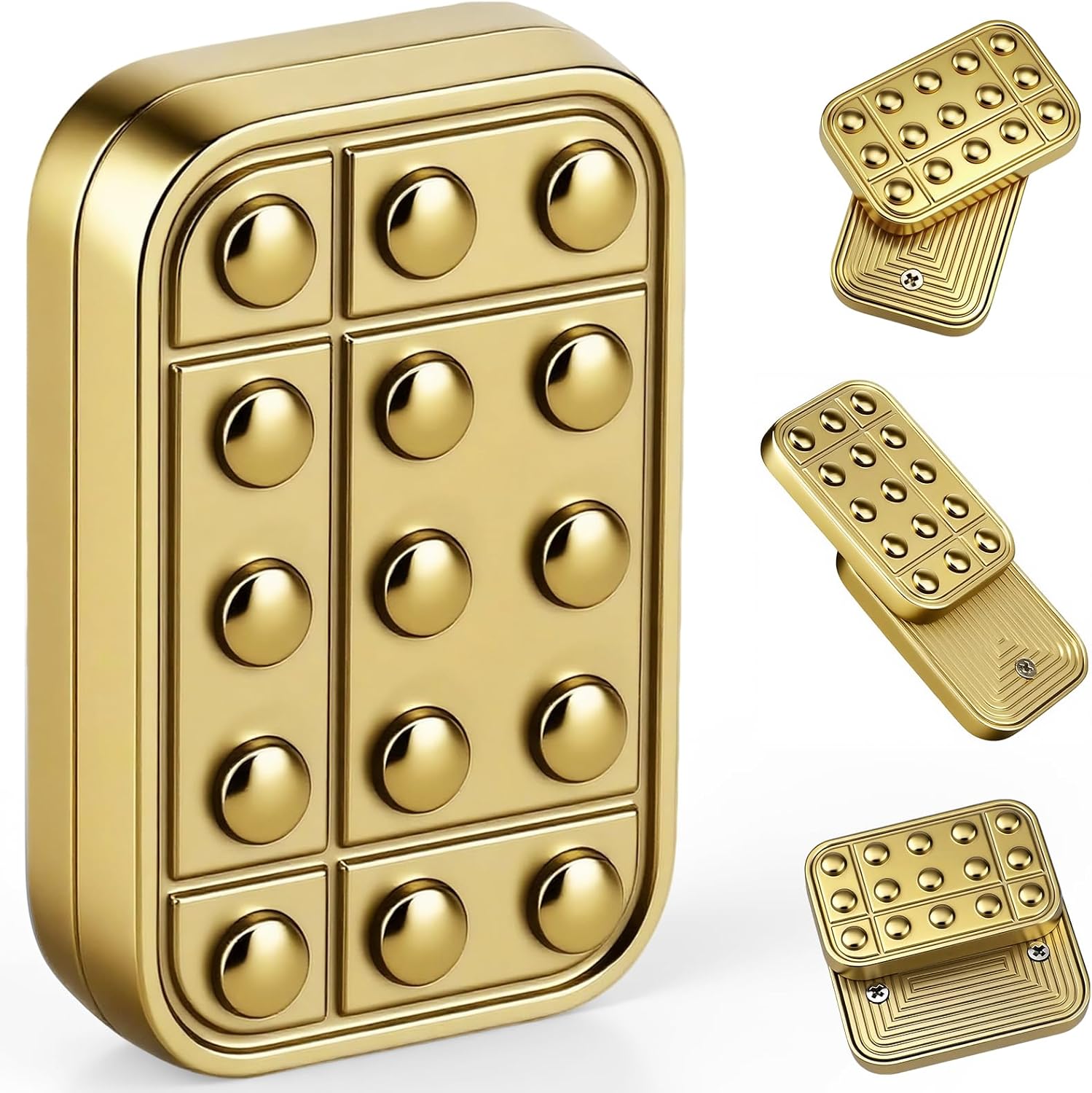 Magnetic Fidget Slider, Metal EDC Alloy Press Fidget Block Push Card, Desk Toy Office Gadgets for Stress Relief Focus, Birthday Gift School Prize for Men Teens Yellow