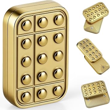 Magnetic Fidget Slider, Metal EDC Alloy Press Fidget Block Push Card, Desk Toy Office Gadgets for Stress Relief Focus, Birthday Gift School Prize for Men Teens Yellow