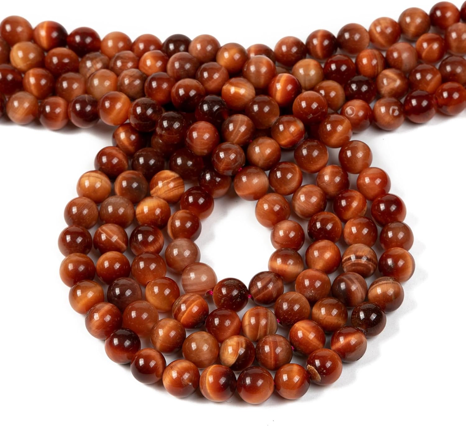120pcs 8mm Natural Gemstone Round Smooth Spacer Loose Stone Beads for Jewelry Making,Link Bracelets,Necklaces(Warm Sun Colors Tiger Eye)