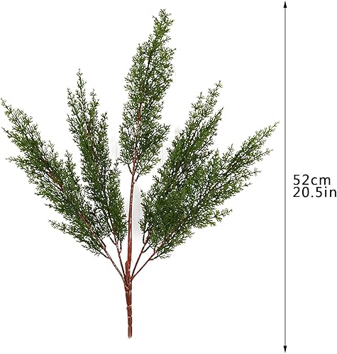 Miniatura 4 de RNCOZE 3 piezas de hojas de ciprés artificiales de pino, ramas de pino de vegetación falsa, plantas de plástico sintético, guirnalda de bricolaje,