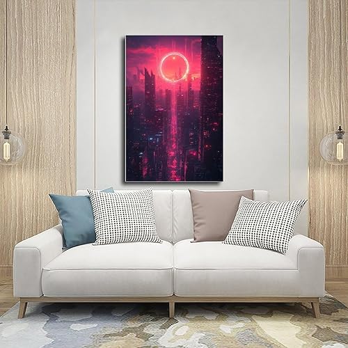 Miniatura 5 de XAHOR Neon Cyberpunk Pop Art Print  Retro Futuristic Cityscape Wall Art  Bold Graphic Decor Canvas Wall Art Print Poster For Home School Office