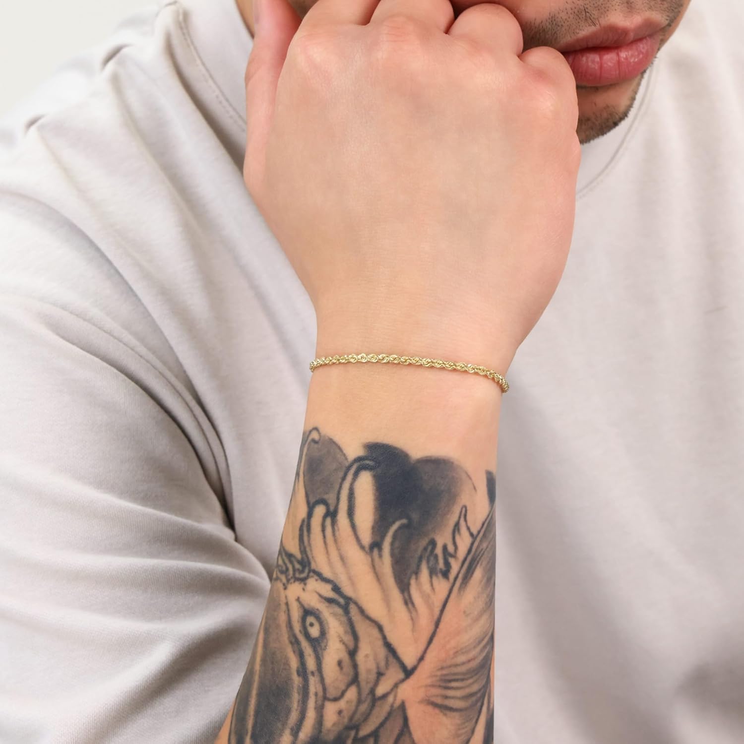 Nuragold 10k Yellow Gold 2.5mm Rope Chain Diamond Cut Bracelet or Anklet (7"-9") Italian Jewelry for Men & Women