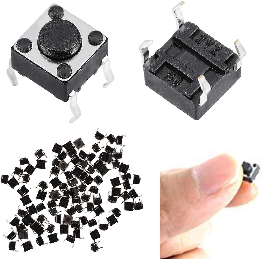DAOKI 100Pcs Tact Button Switch 6x6x4.5mm 4Pin DIP Micro Panel PCB Momentary Tactile Tact Push Button Switch