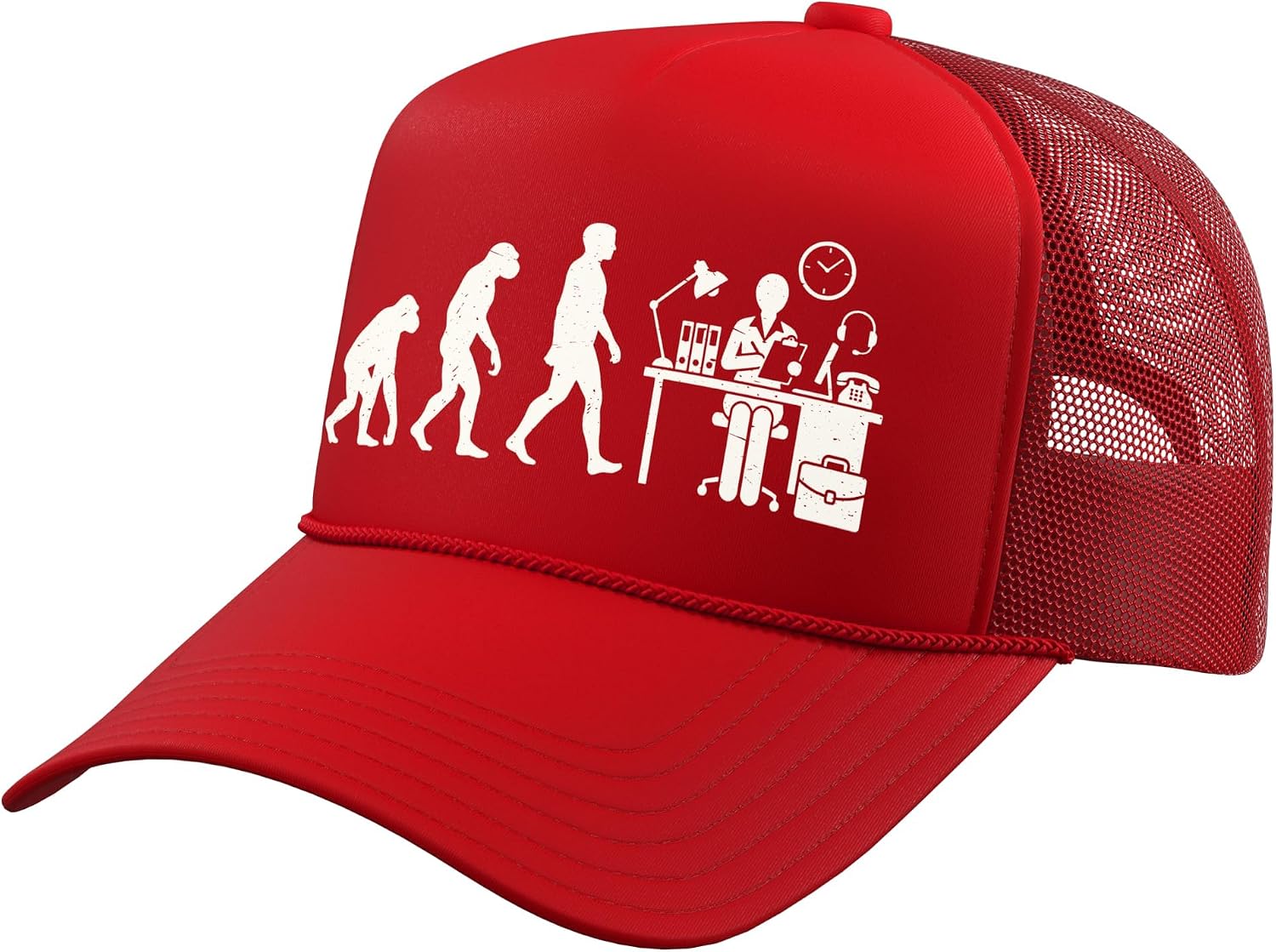 Case Worker Evolution Funny Human Progress Graphic Job Work Trucker Hat with Adjustable Mesh Back