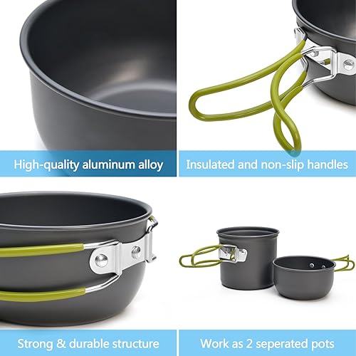 Miniatura 3 de ODOLAND Camping Utensilios de cocina Estufa Carabiner Canister soporte trípode y taza Tank Bracket Tenedor Cuchillo Cuchara Kit de acero inoxidable