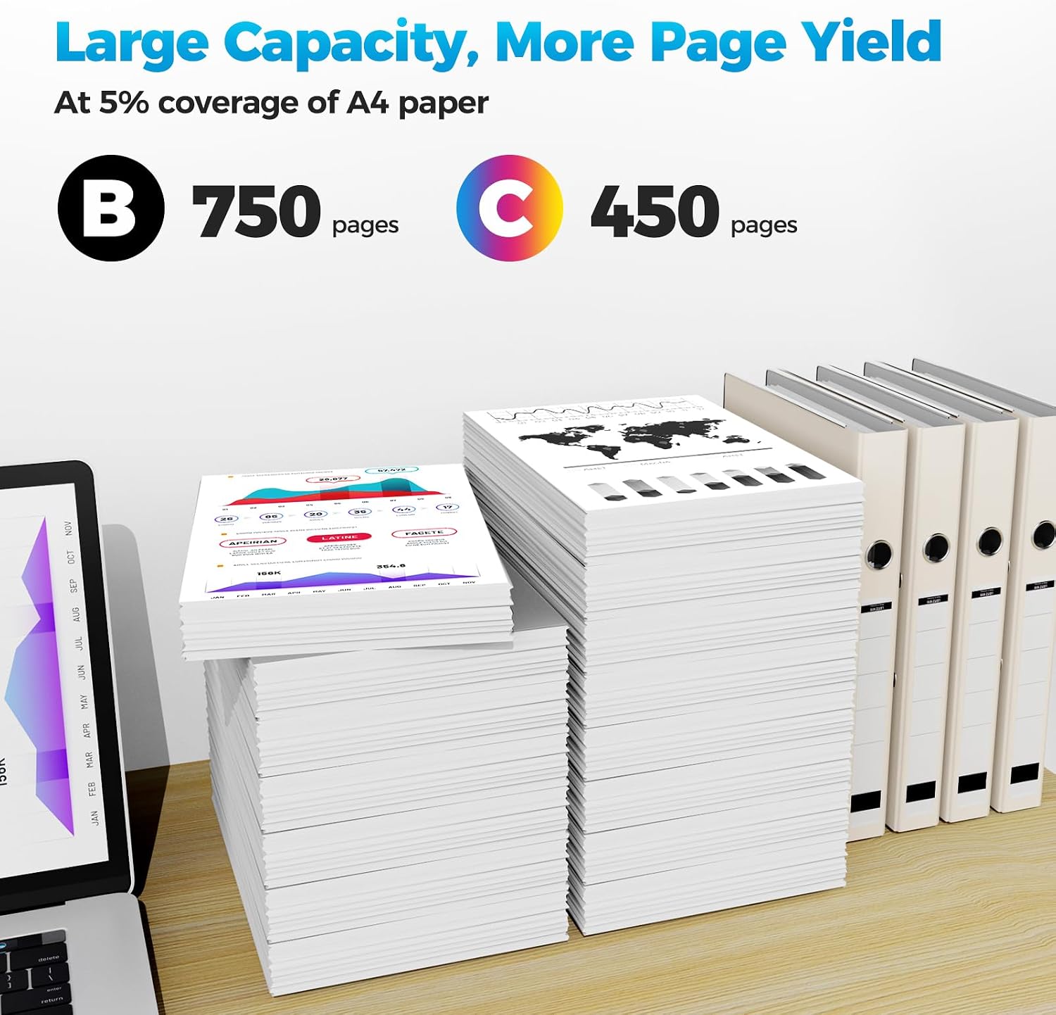 61XL 61 Ink Cartridges for HP Printers Envy 4500 5530 Compatible for HP Ink 61XL HP61 61 XL Black and Color Combo Pack for Officejet 4630 4635 Envy 4502 5535 Deskjet 1000 1510 2050 2510 2540, 2-Pack image 3