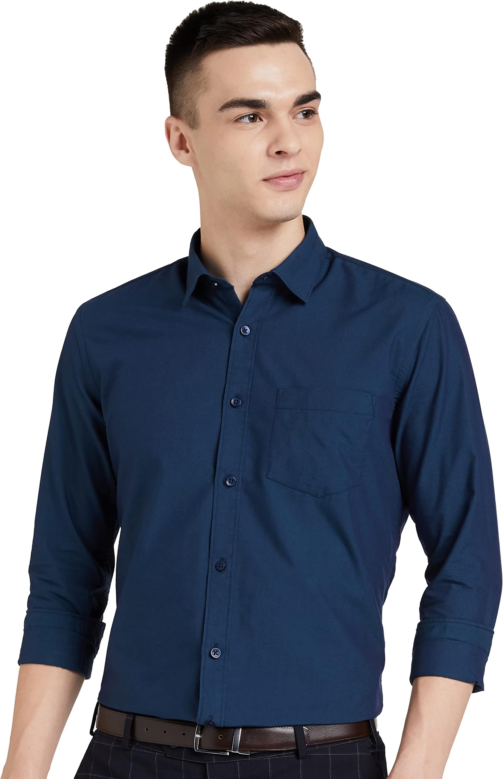 Amazon Brand - Symbol Men's Solid Cotton Slim Fit Formal Shirt | Plain | Full Sleeve