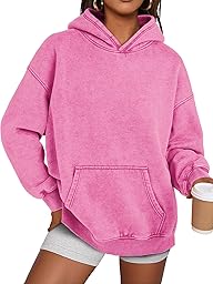 Trendy Queen Oversized Hoodies for Women Teen Girl Winter Sweatshirt Cute Acid Wash Pullover