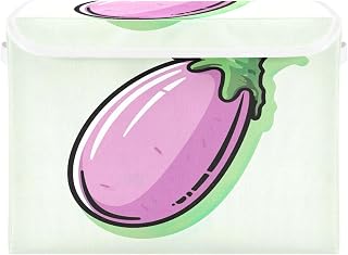 Storage Bins with Lids Purple Eggplant (2) Collapsible Stackable Fabric Linen Baskets Closet Organizer Container,16.5"x12.6"x11.8"