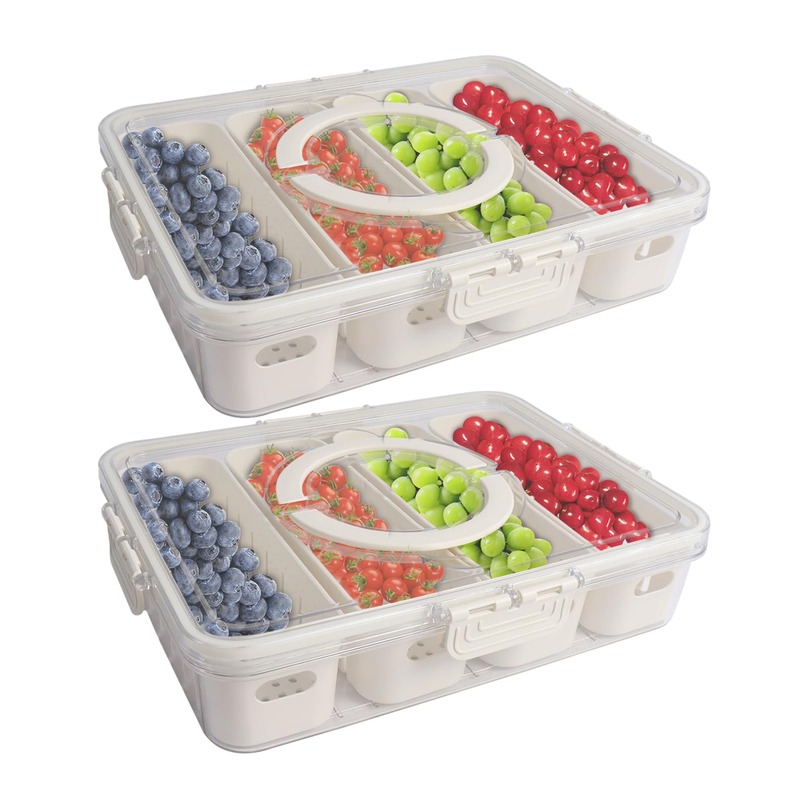 Gzsekken Fresh Food Storage Containers with Lids Airtight,Fridge Food Storage Containers Food Fresh Box with 4 Pack Removable Colander for Fruit Salad Vegetables BPA Free Clear Sealed Keeper-2Pack — image 1