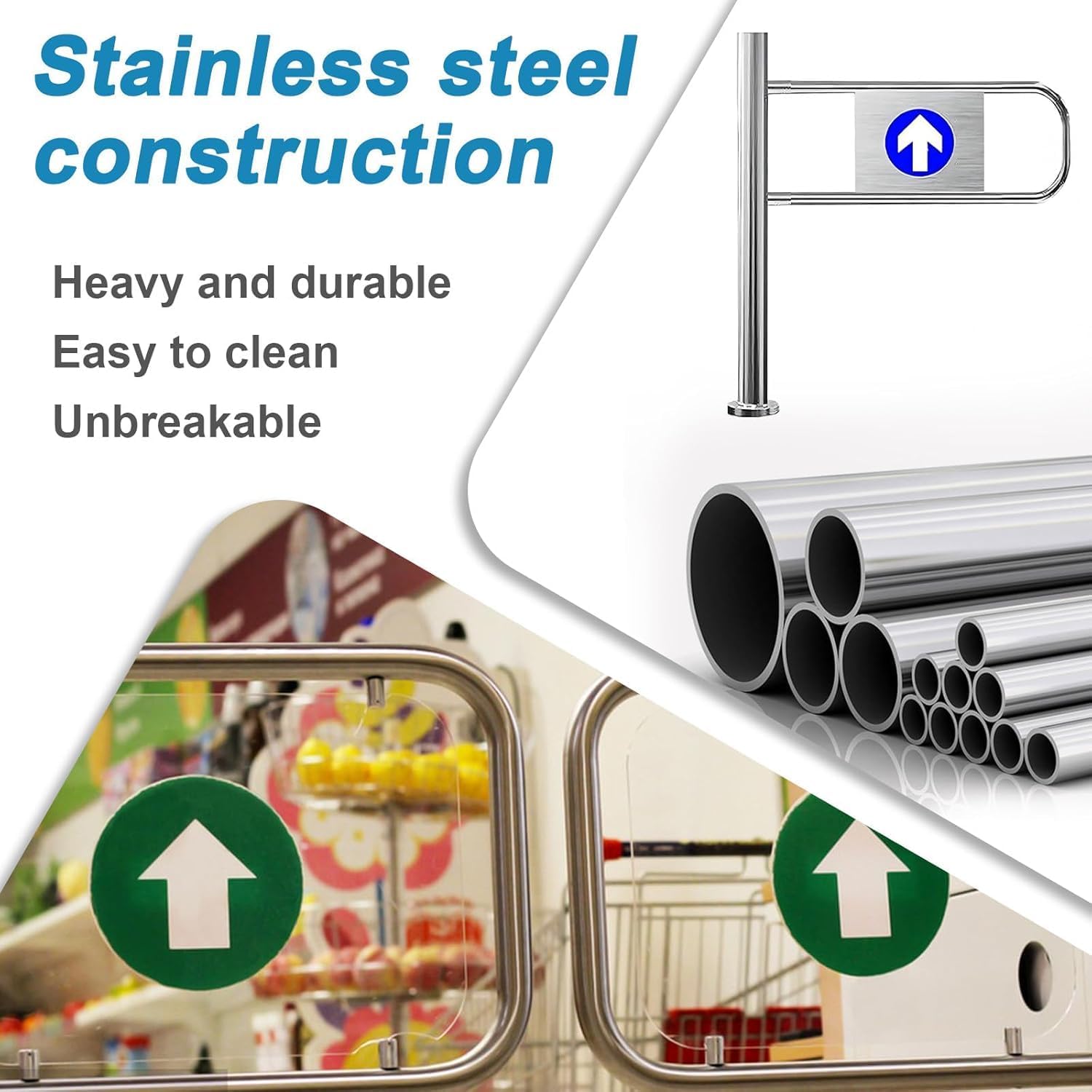 Self-Closing Stainless Steel Door - One-Way Gate for Supermarkets & Retail Stores, Adjustable Size (60x100cm), Durable Automatic Closure System for Enhanced Security and Convenience