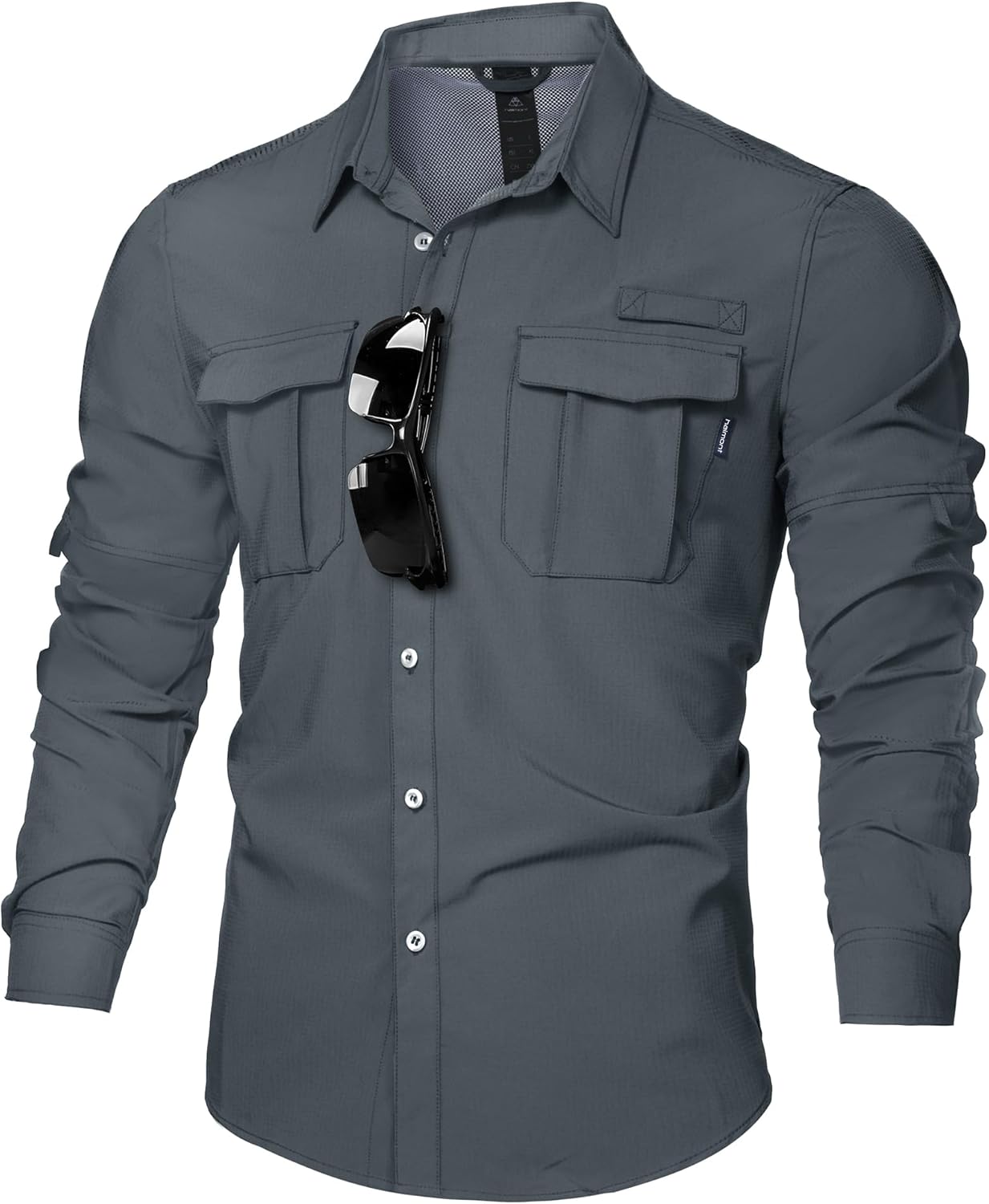 Haimont Men's UPF50+ Sun Protection Fishing Shirts Hiking Travel Shirts Button Down Long Sleeve Shirts with Pockets