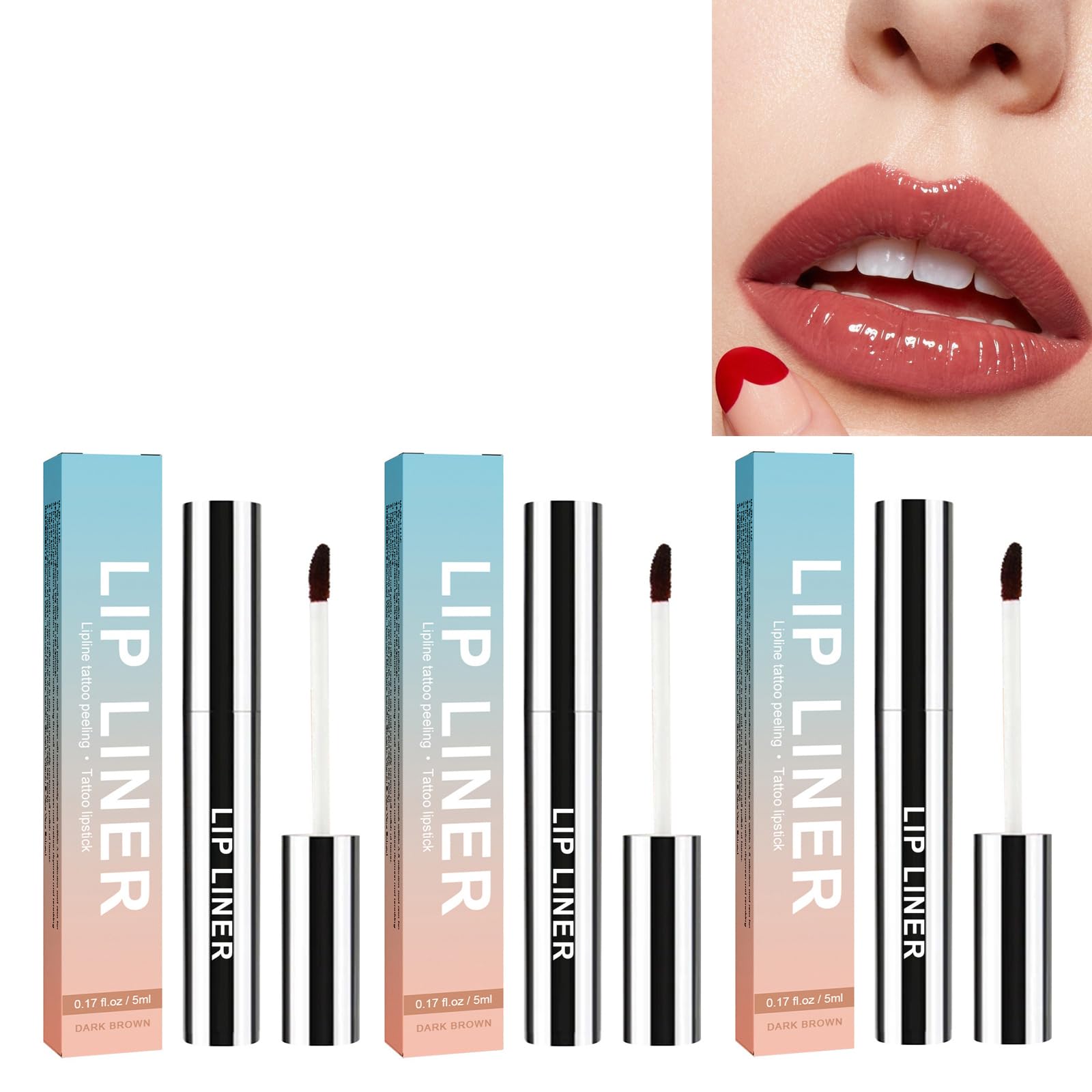 Nmbol Lip 3pcs Delineador De Labios Extraíble,Resistente Al Agua,Delineador De Labios Extraíble,Delineador De Labios Plump Lines,Maquillaje De Labios No Pierde Color,Larga Duración,Marrón oscuro