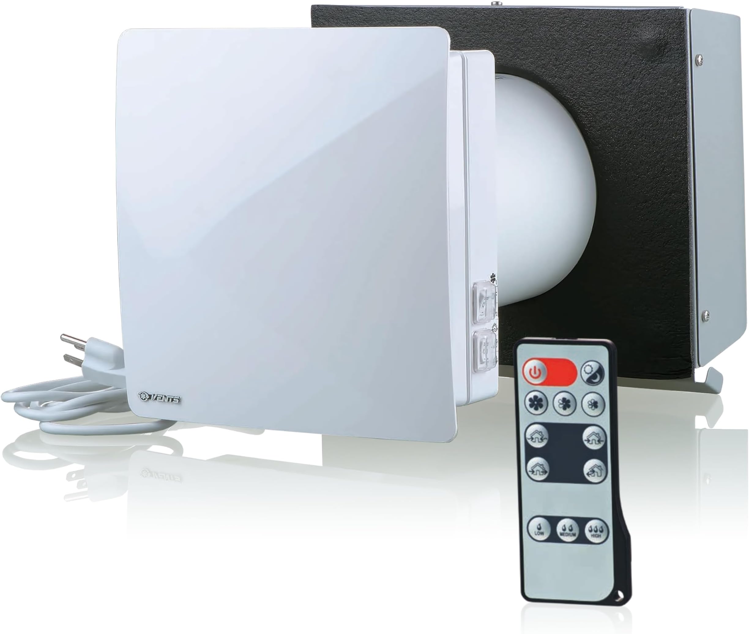 VENTS-US TwinFresh Comfo RB1-50-2 - Ductless ERV Through-the-Wall Single Room Ventilation Fan, 30 CFM, Energy Recovery Ventilator with Remote Control and Humidity Sensor