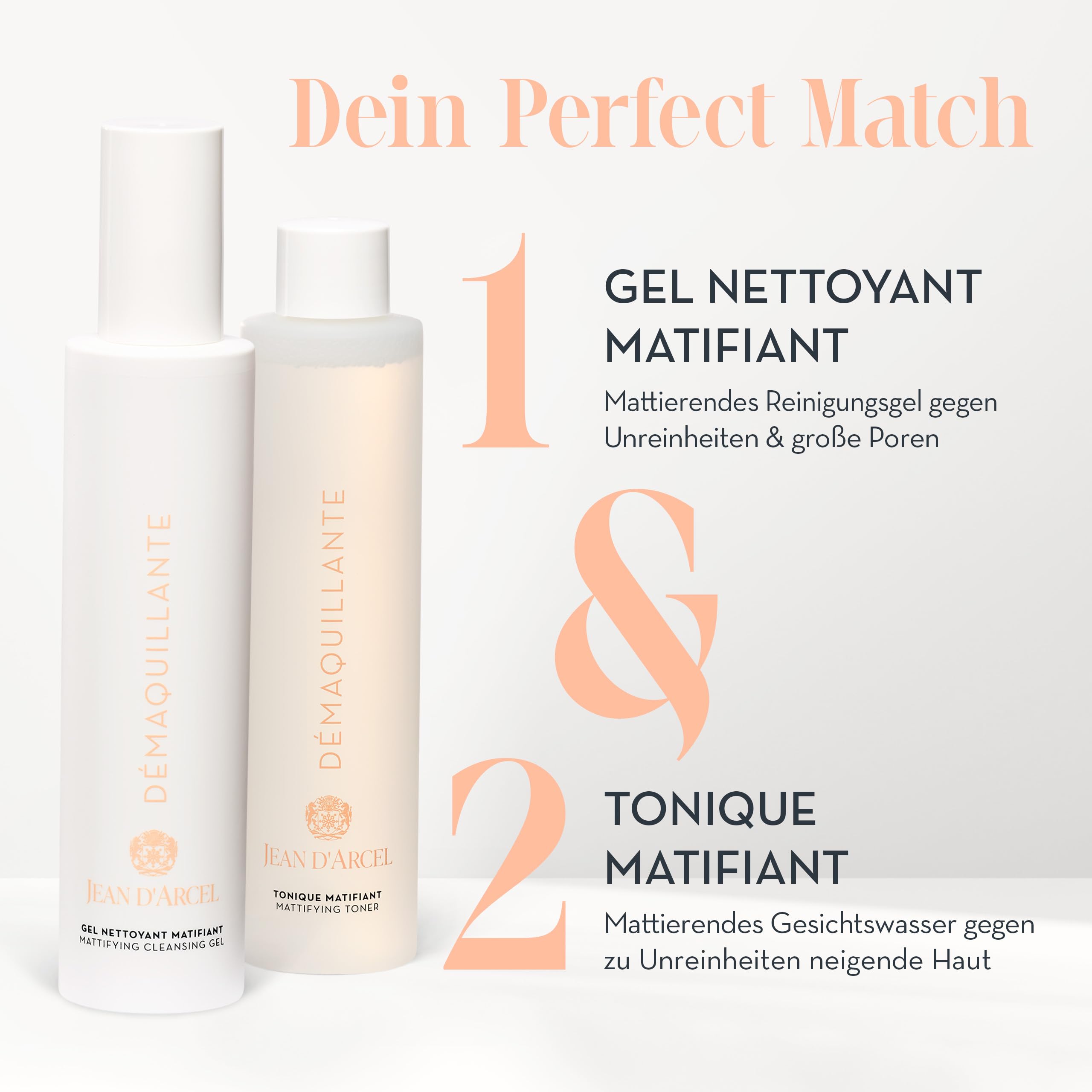 JEAN D'ARCEL DÉMAQUILLANTE Gel nettoyant matifiant – Gel de lavado antiespinillas contra poros grandes y piel grasa – Con niacinamida – Gel limpiador Mattifying – 200 ml