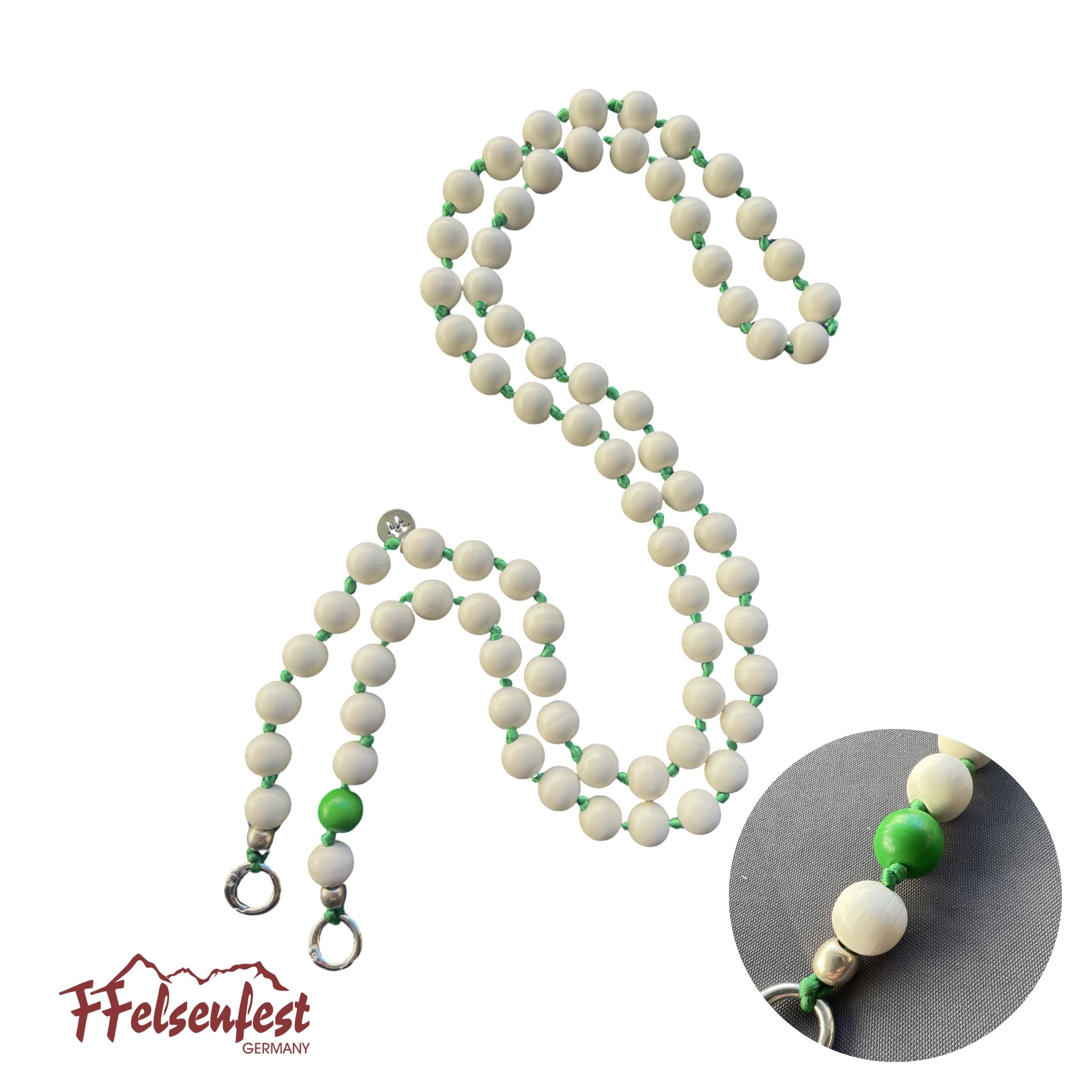 Handykette Lang Holzperlen weiß-lila I für alle Handys geeignet I ø15 mm I Länge ca. 138 cm