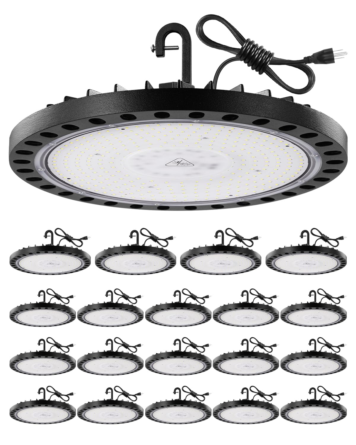 Viugreum LED High Bay Light 200W 20000LM UFO High Bay Lights with US Plug IP65 Waterproof Commercial Bay