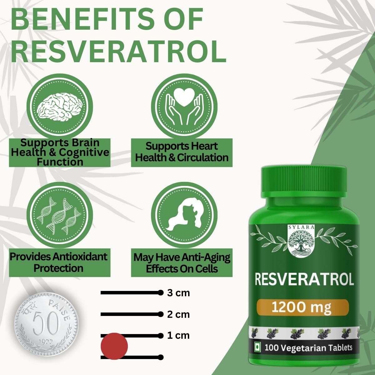 Sylara Trans Resveratrol - 99.9% - 1200 mg with Grapeseed Extract and Quercetin Tablets/Capsules Supplement Powder 4