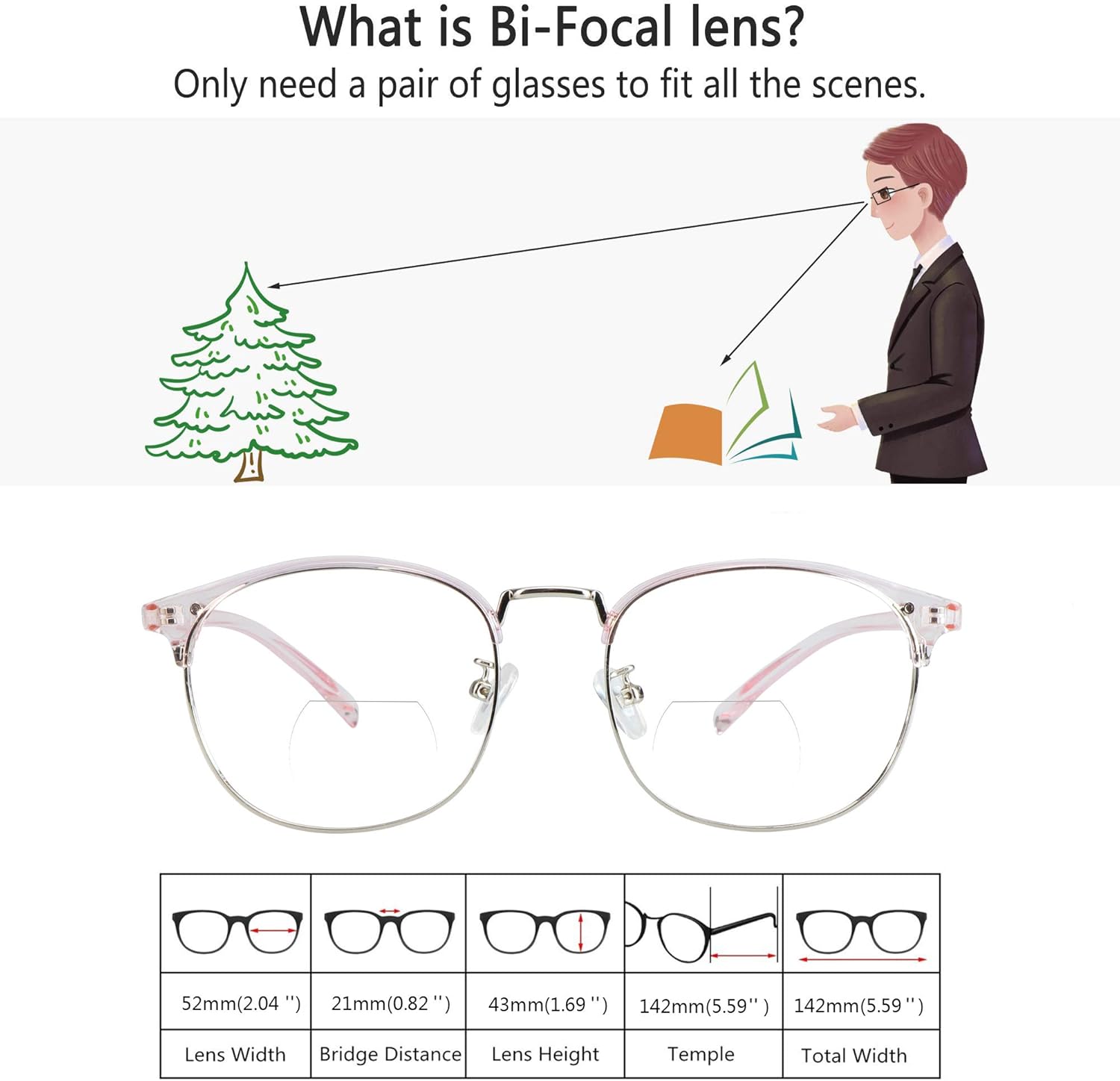 VisionGlobal Bifocal Reading Glasses Blue Light Blocking for Men and Women - Stylish Retro Oval Computer Readers