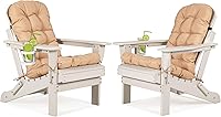 Vista 17 de Nalone Juego de 2 sillas plegables Adirondack con cojín con soporte para tazas, silla de patio de plástico HDPE resistente a la intemperie, Gris