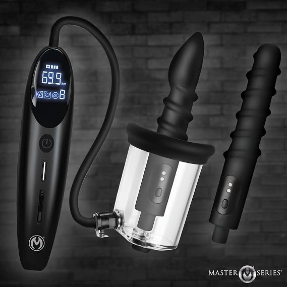 Master Series Rosebud Driller Deluxe Set Vibrating Silicone Rosebud Pump