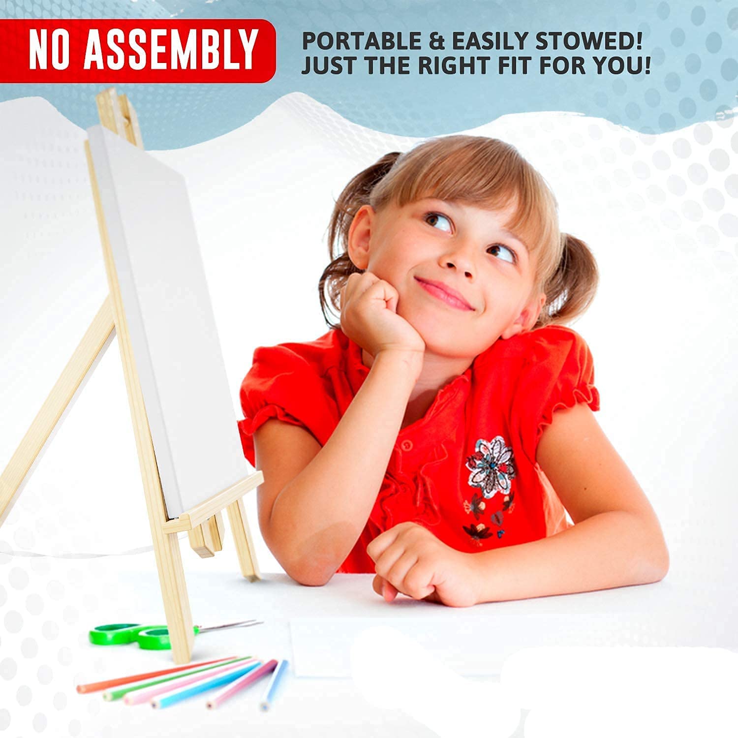 Planet of Toys Painting Set For Kids 6-12 Years Boys & Girls | Canvas Kit With Wooden Easel Stand | Water Color Tube, Color Mixing Palette & 6 Brushes - Image 5 thumbnail