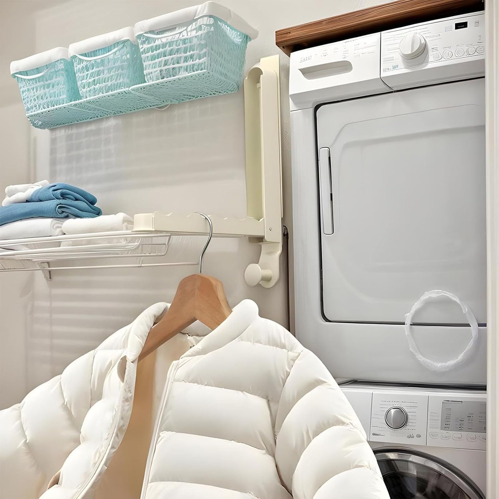 Percha de baño que ahorra espacio, telescópica multifuncional, plegable, secadora de ropa, montaje en puerta, ideal para baños pequeños, gris, D