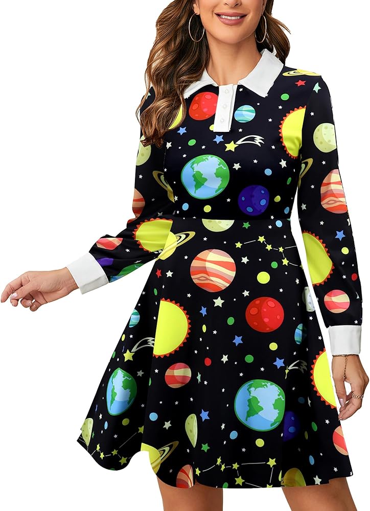 peter pan collar fit and flare dress Linen Cotton Midi Shirt Dress main image 0