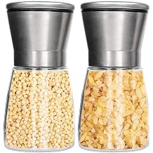 Stainless Steel Pepper Grinder Manual Household Seasoning Powder Black Chili Salt Pepper Sesame Grinder Bottles 2 Pieces