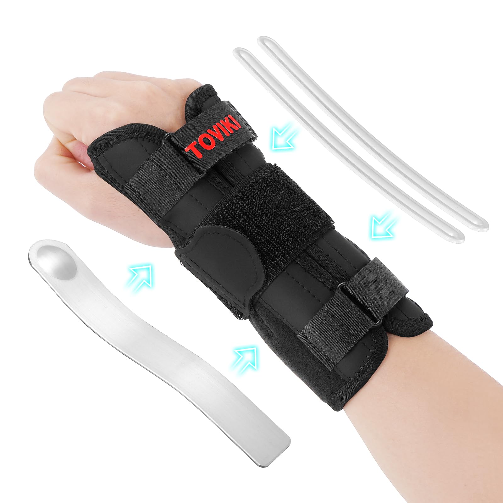 TOVIKI Handgelenk Bandage - Handgelenkstütze mit Metall & ABS-Stützstreifen Linke Hand,Verstellbare Tag-Nacht Handgelenkbandage für Männer Frauen,Arthritis,Sehnenentzündung,Verstauchung(Linke Hand)
