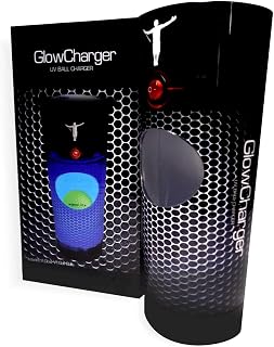 Glow Gear Golf Glow Charger Cannister Kit - Includes 4 AA Alkaline Batteries and 2 GlowV1 High-Performance Glow Golf Balls - UV Night Golf Charging System