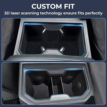 Center Console Cup Holder Inserts for Toyota Tacoma 2026 2025 2024, Interior Accessories Silicone Front & Rear Car Cup Holder for 2024-2026 Tacoma, Black