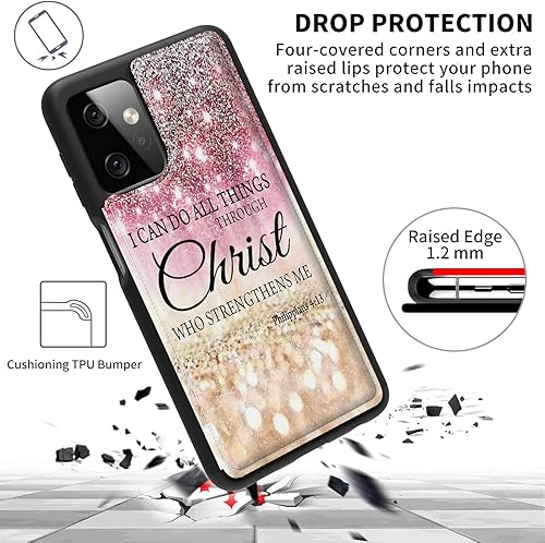 Miniatura 7 de Funda para Motorola Moto G Power 2023 con tarjetero y tarjetero con texto en inglés "I can do all things through christ PU leather kickstand Card