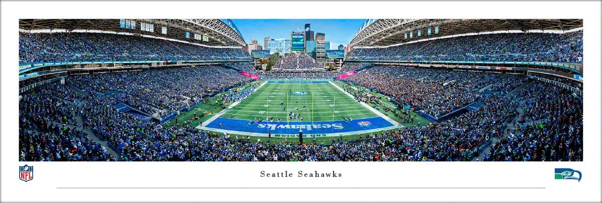 Seattle Seahawks Throwback - End Zone - 41.5x15-inch Single Mat, Select Framed Picture by Blakeway Panoramas