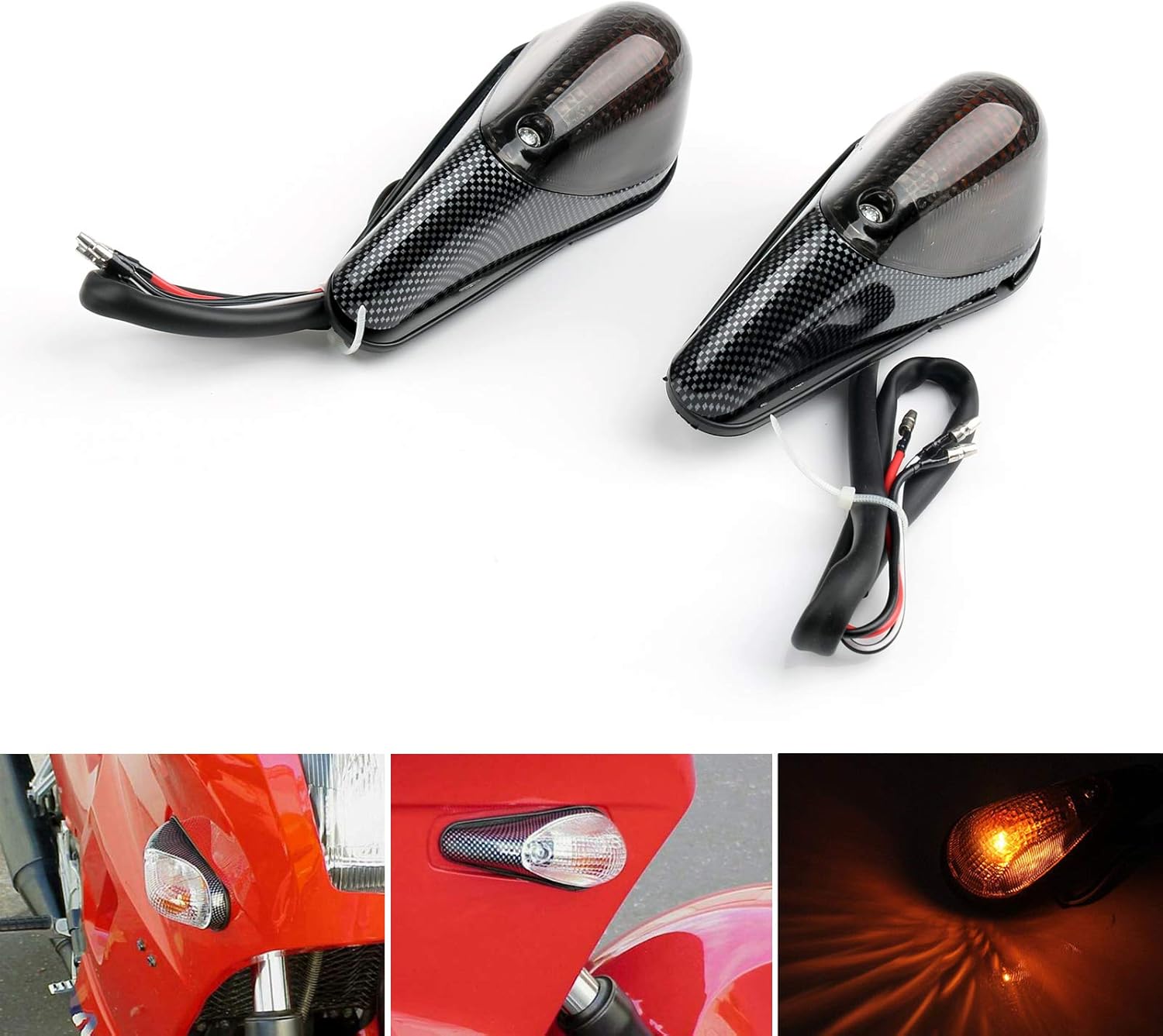 Areyourshop Smoke Front Turn Signals For Kawasaki Ninja EX 250 1988-2007, for YAMAHA YZFR6 2006-2007 (Front Only)
