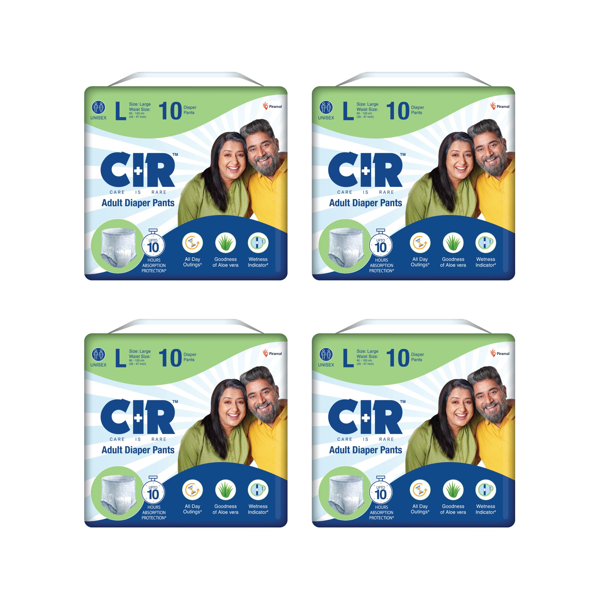 CIR Adult Diaper Pants Style | Adult Diaper Large Size (L)|Waist (90-120cm I 35" - 47") |10 hr Absorption-Protection | Unisex with Wetness Indicator | Odour Control | Goodness of Aloe Vera | 40 Units