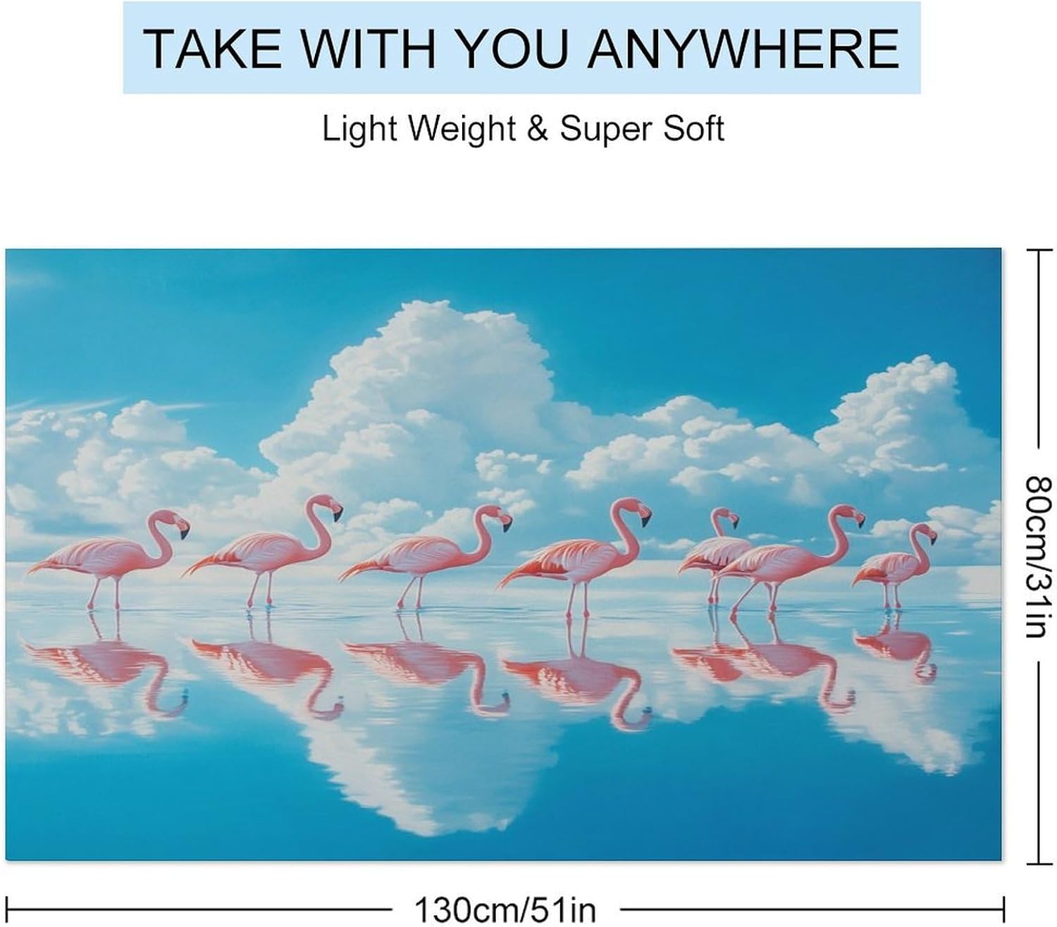 Funny Flamingo Animal Beach Bath Towels Quick Dry Sand Free Sea Coastal Sky Clouds Blue Towel Sport Camping Holiday Gym Spa Travel Swimming, 51x31 Inch