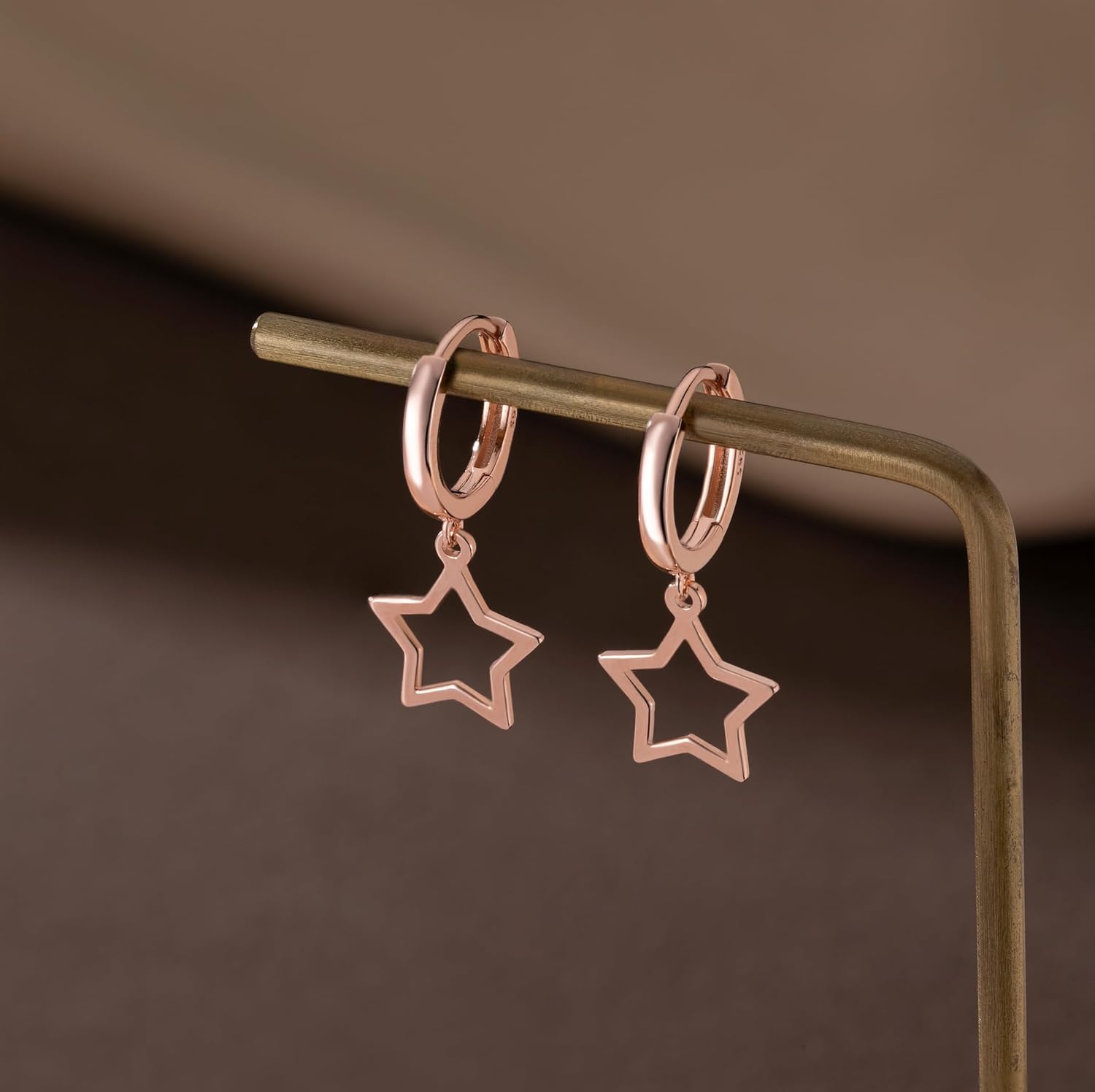 Reffeer Solid 925 Sterling Silver Star Hoop Dangle Earrings for Women Teen Girls Star Drop Earrings Huggie