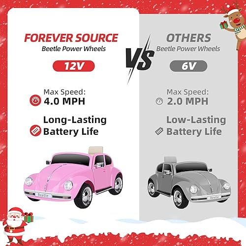 Miniatura 8 de Coche eléctrico para niños de 12 V, ruedas eléctricas con control remoto, juguetes con luz LED, 3 velocidades, música, rosa