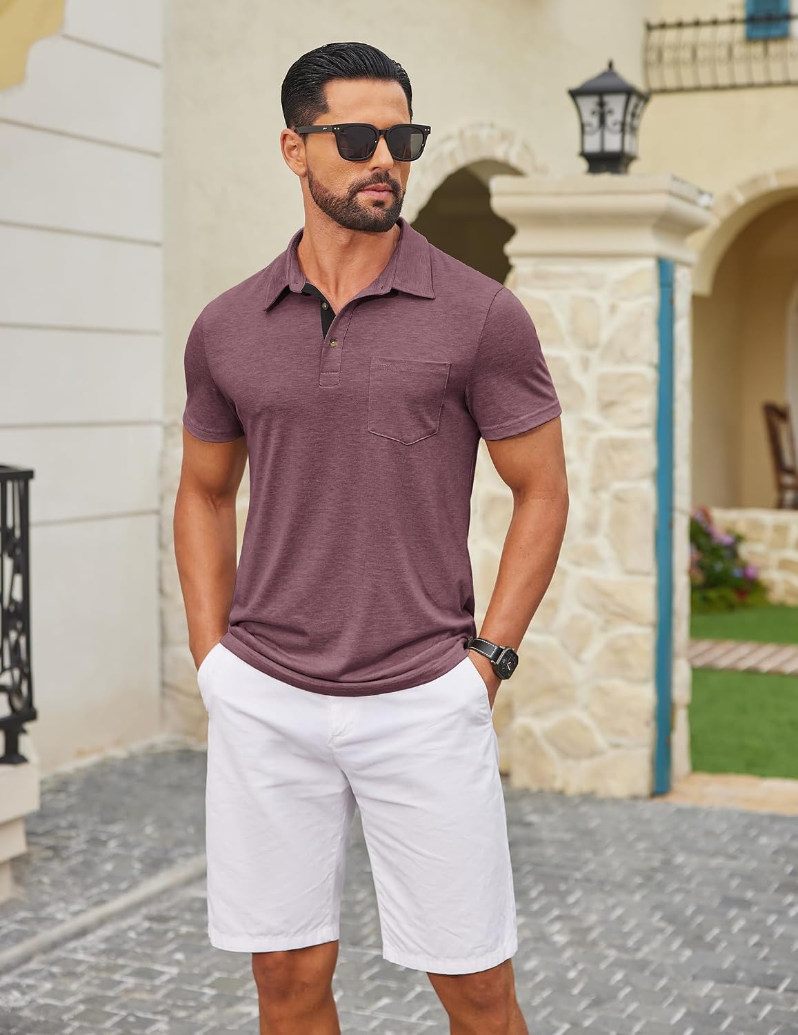 COOFANDY Mens Polo Shirts Short Sleeve Casual Summer Collar Shirts Soft Breathable Polo Tee Shirts Classic Golf Shirts