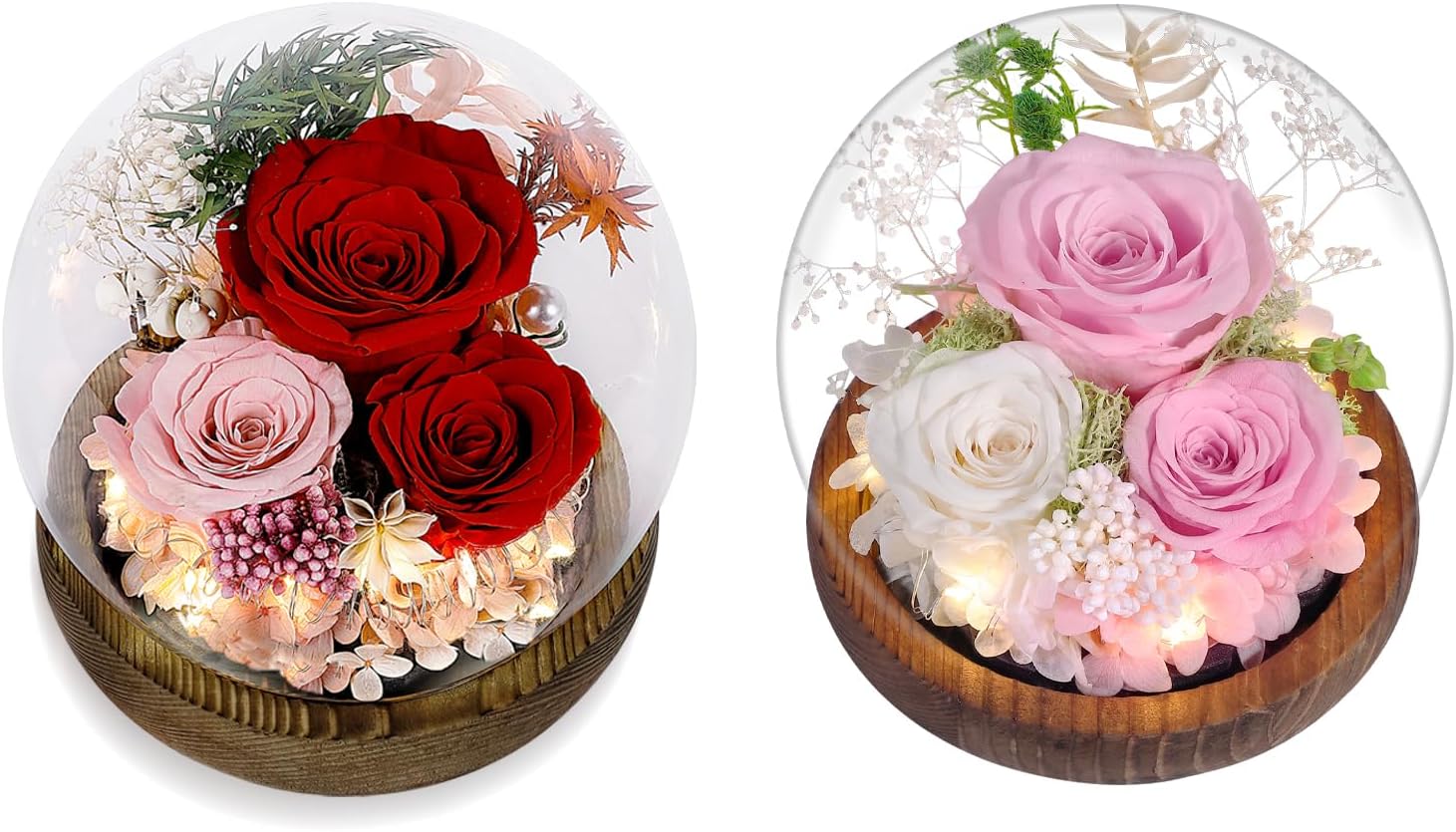 Forever Rose Preserved Flower with LED Light, Unique Glitter Flower Bouquet Gift for Mom, Grandma, Valentines Day Gift for Her, Anniversary, Birthday Gift for Woman