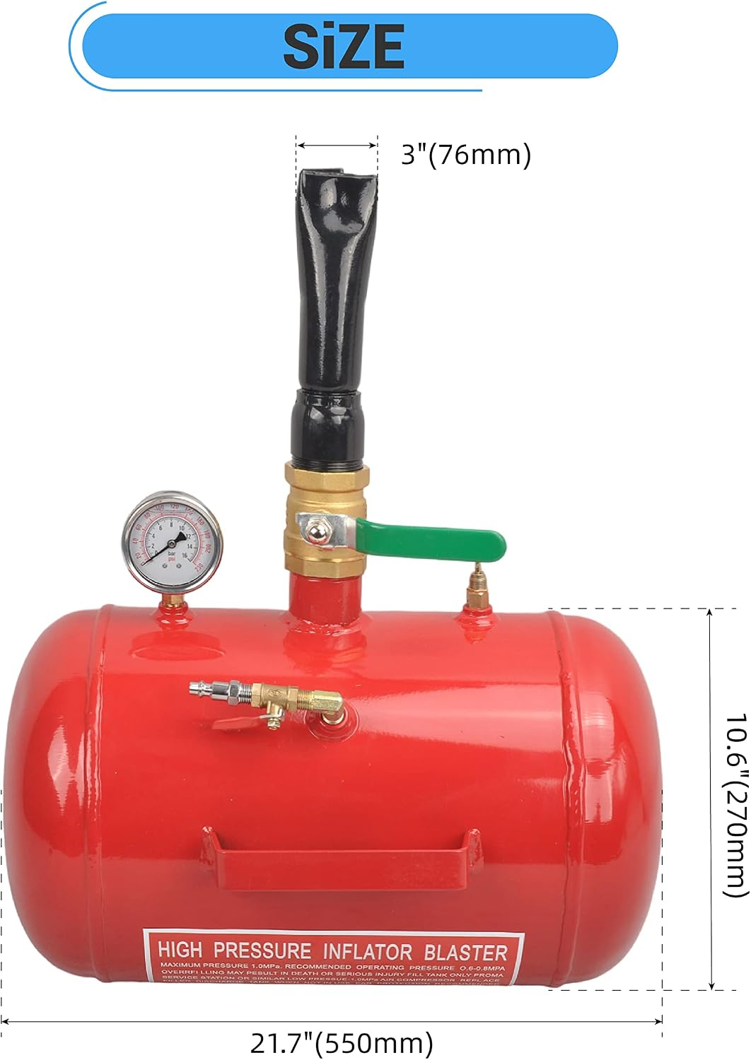 5 Gallon Air Tire Bead Seater 110 PSI Blaster Tool Seating Tire Inflator with Gauge by GESEXI - Car Truck ATV Tire Inflator Tank,Red