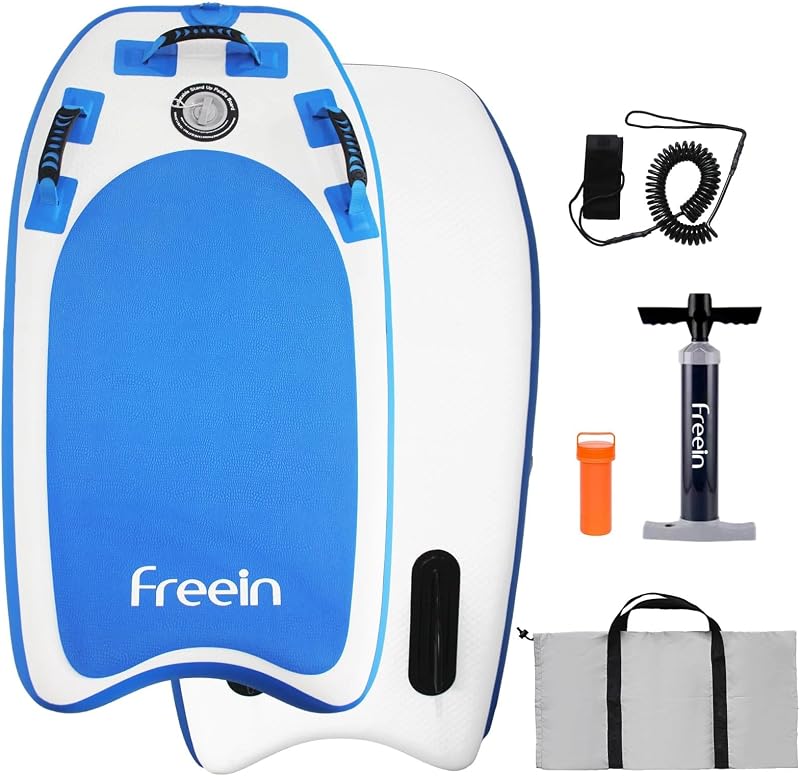 Freein Body Board Inflatable, Surfboards BodyBoards for Beach River, Foldable Design for Easy Storage and Transport