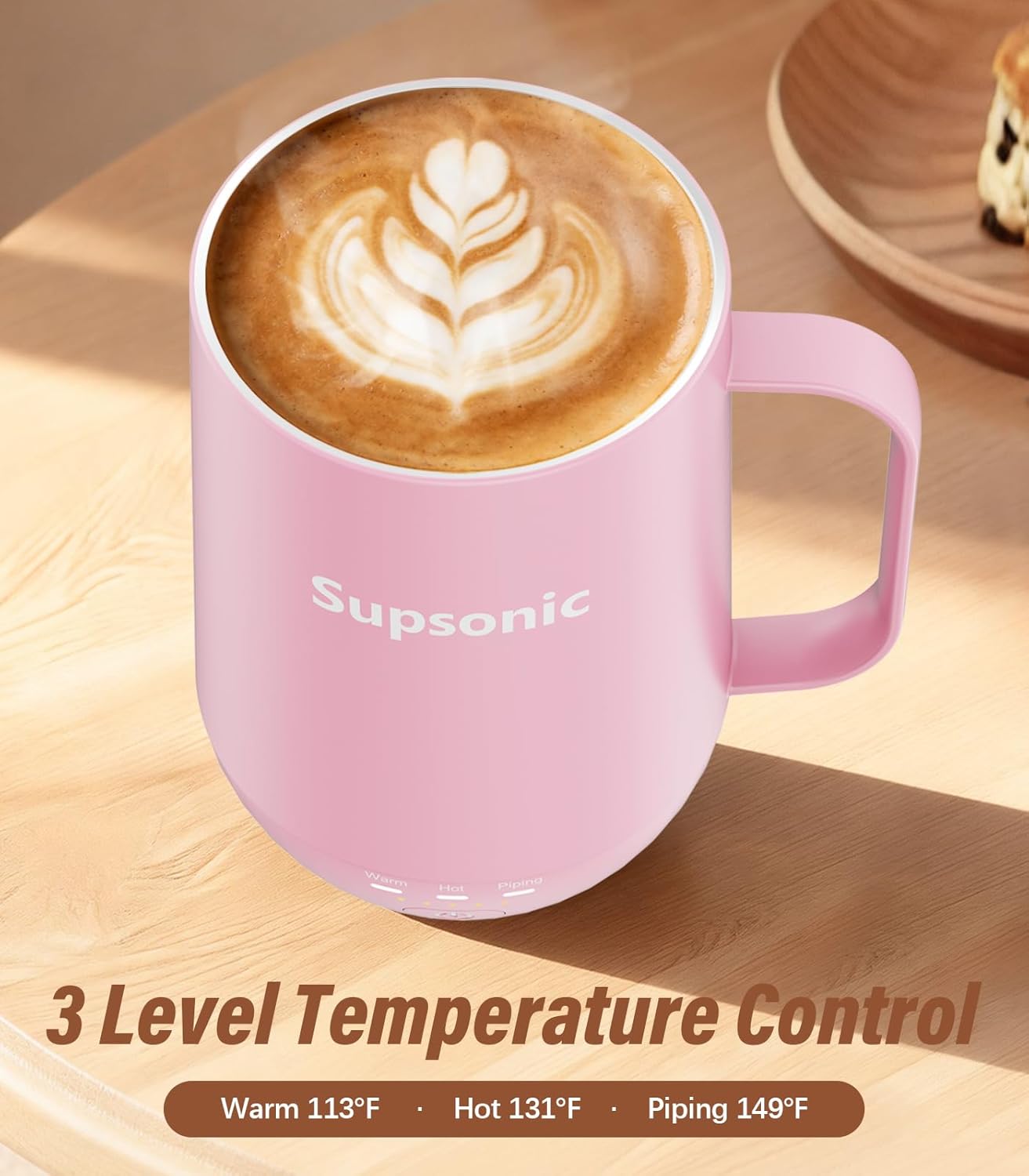 Supsonic - 16oz Self Heating Coffee Mug, Smart Heated Coffee Mug Faster Direct-Contact Heating Up to 149°F, Coffee Mug Warmer Set with Auto Shut-Off - Gifts for Men Women | S2