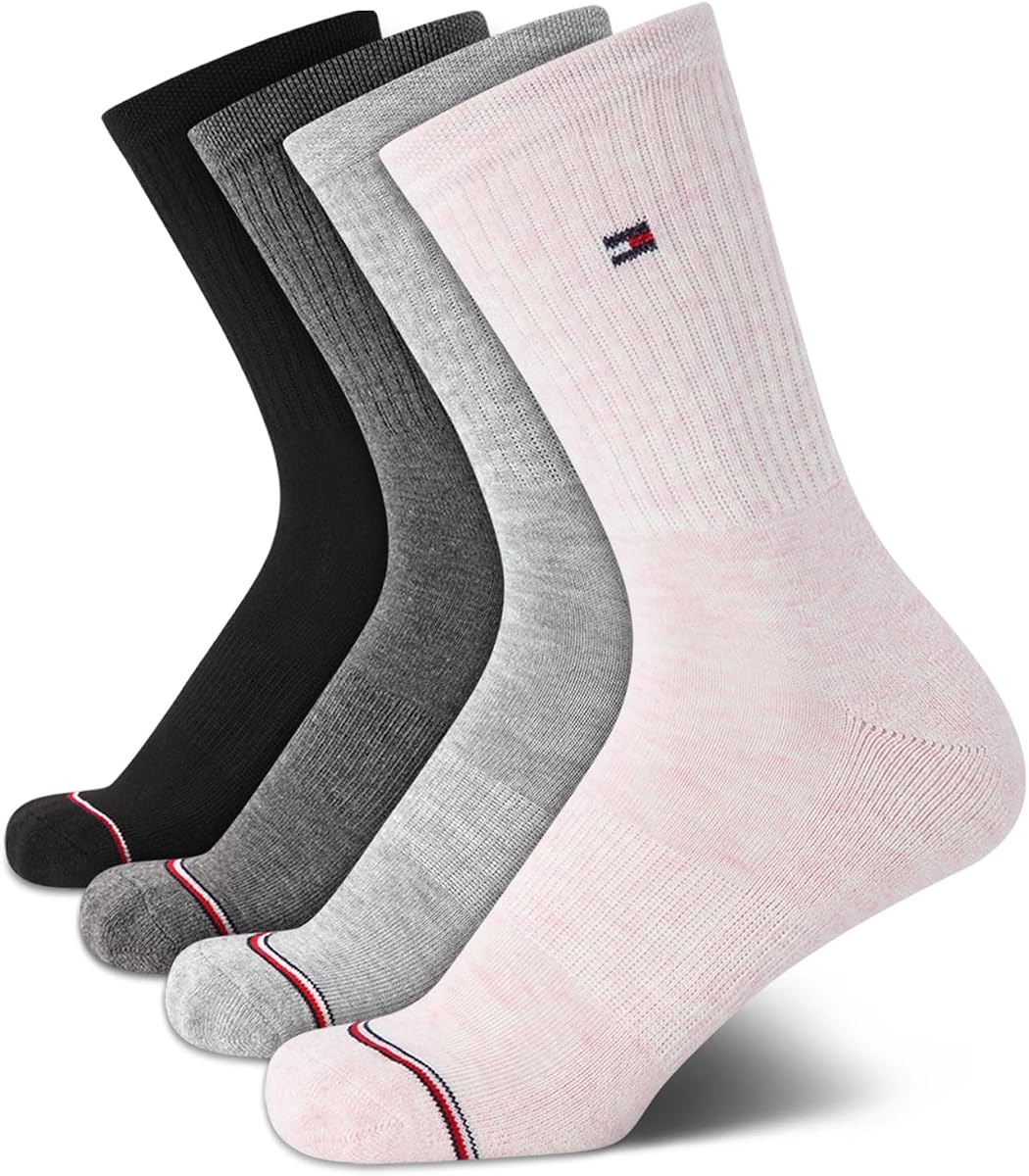 Womens 4 Pack Cushioned Crew Socks with Arch Support