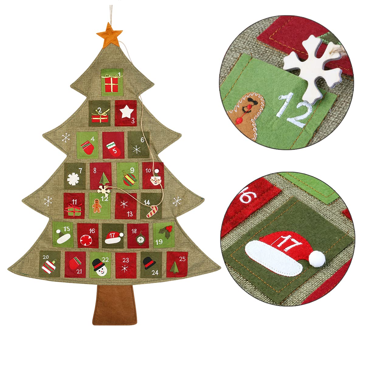 Felt Christmas Tree Advent Calendar with Pockets - Image 2