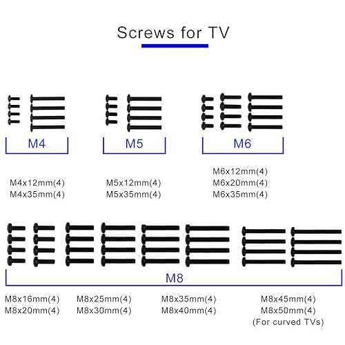 Miniatura 2 de Suptek Kit universal de accesorios de montaje para TV, incluye tornillos y anclajes M4, M5, M6, M8, se adapta a la mayoría de televisores de hasta