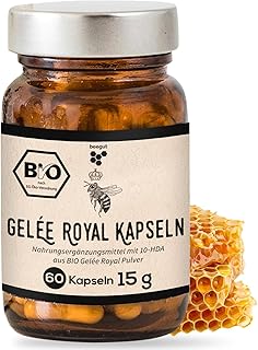 beegut Gelée Royale Kapseln, 60 Kapseln mit je 170mg Pulver = 500mg pures Gelee Royal, nachhaltig im Glas verpackt & verkapselt in Deutschland
