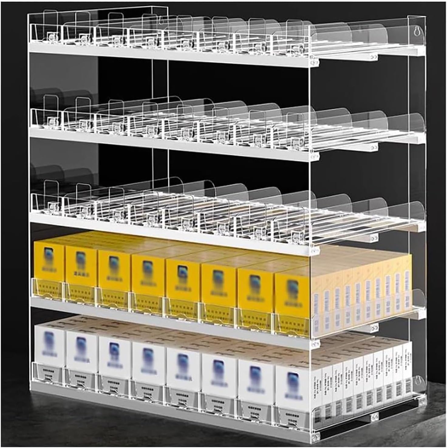 Store Display Racks, Rectangular Cigarette Racks, Cigarette Display Racks, Wall Mounted Cigarette Racks, Wall Mounted Retail Display Boxes Automatic Pop-up Push-Pull Cigarette Cabinet ( Size : 3Tier-7