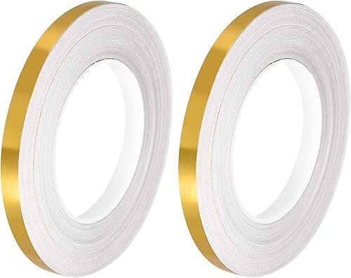 uxcell 2 calcomanías autoadhesivas de papel de aluminio de 0.39 pulgadas x 164 pies para decoración de huecos, tiras de cinta de sellado de huecos,